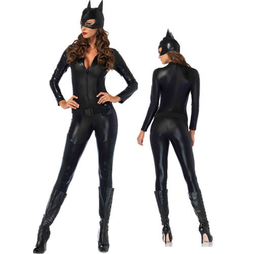 PU Cat Woman Jumpsuit Sexy Clubwear Faux Leather Catsuit PQ18729