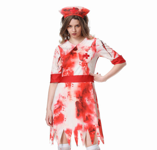 Halloween Devil Costume Scary Nurse Fancy Dress Cosplay Uniform PQ23802