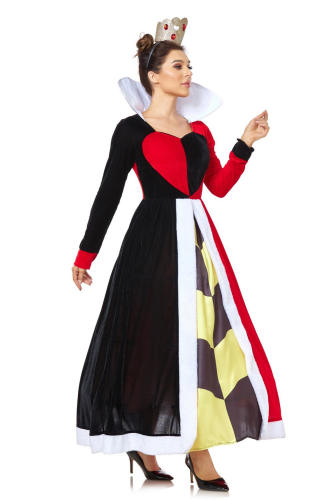 Carnival Red Heart Queen Costumes Cosplay Halloween Poker Fancy Dress PQ24506