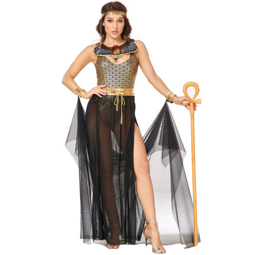 Ancient Egyptian Goddess Costume Halloween Queen Cleopatra Fancy Dress PQ23123