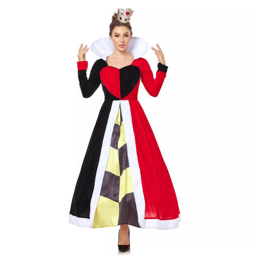 Carnival Red Heart Queen Costumes Cosplay Halloween Poker Fancy Dress PQ24506