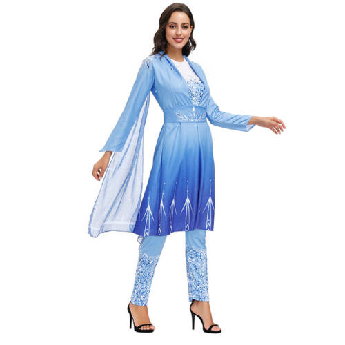 Halloween Elsa Cosplay Costume  Frozen 2 Fancy Dress Snow Princess Uniform PQ2027
