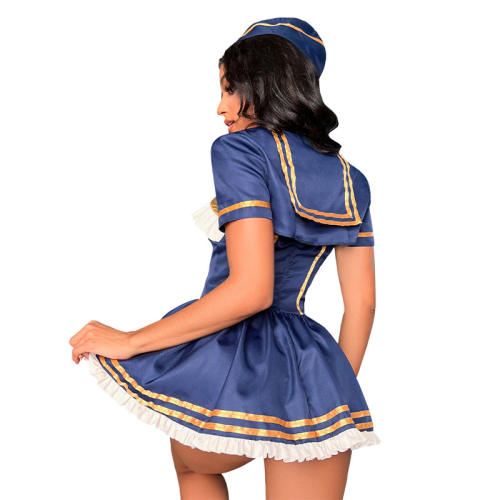 Carnival Sailor Fancy Dress Sexy Navy Costume Halloween Night Club Wear Uniform PQ7038