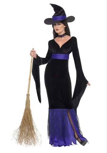 Halloween Purple Witch Costume Woman Carnival Sorceress Outfit Stage Fancy Dress PQ18606