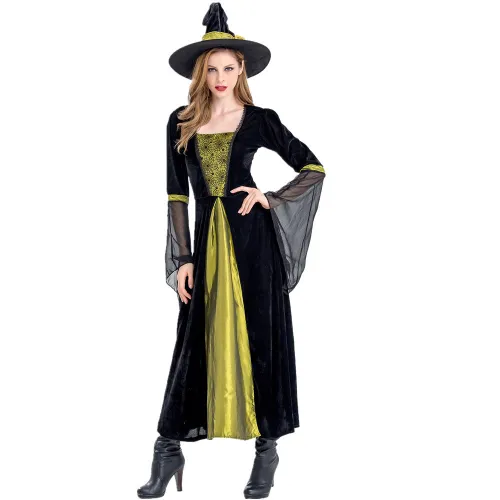 Halloween Sorceress Costume Woman Carnival Witch Outfit Stage Fancy Dress PQ9684