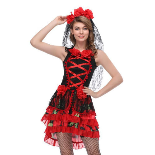Halloween Ghost Bride Uniform Mexican Day of the Dead Costume PQ7263