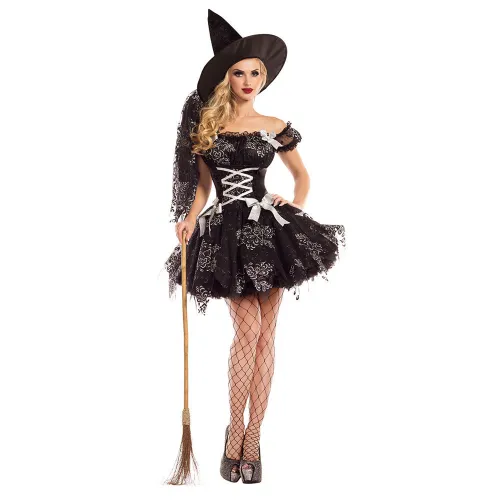 Halloween Sorceress Costume Woman Witch Outfit Carnival Stage Fancy Dress PQ7045