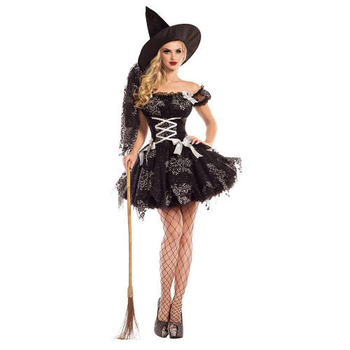 Halloween Sorceress Costume Woman Witch Outfit Carnival Stage Fancy Dress PQ7045