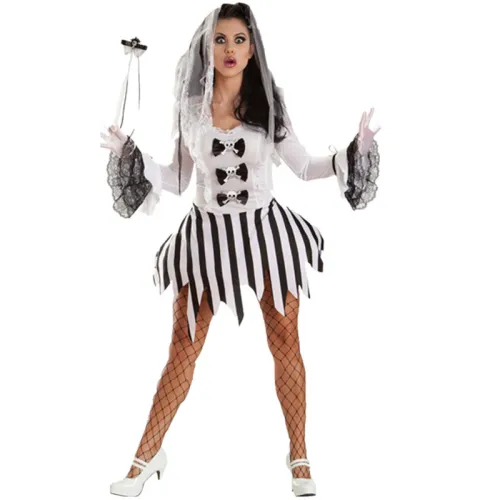 Halloween White Hell Ghost Bride Corpse Dress Zombie Dress Vampire Uniform PQ8169