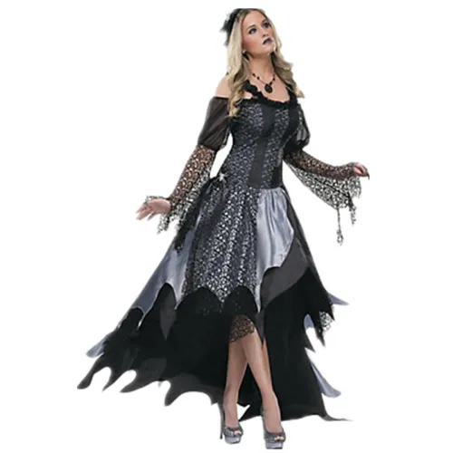 Halloween Witch Game Role Playing Uniform Undead Devil Bride Costume PQ9694