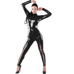 PVC Leather Pole Dance Catsuit Motorcycle Uniform Nightclub DS Stage Jumpsuit PQ015