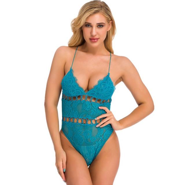 Wholesale Hollow Out Teddies Lingerie For Woman Lace Bodysuit PQ3508