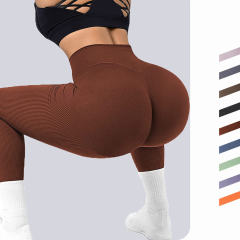 Women Solid Color Bubble Butt Athletic Trousers High Waist Sport Leggings PQ6805