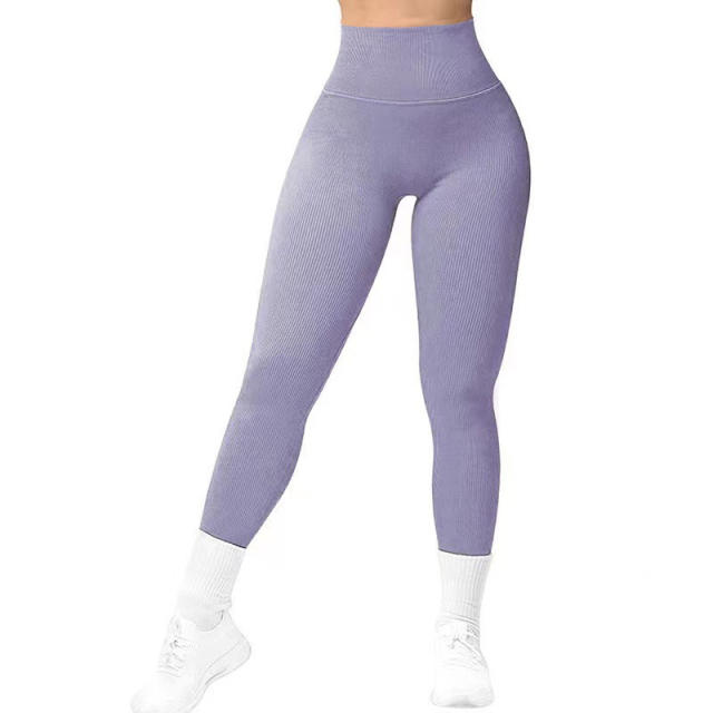 Women Solid Color Bubble Butt Athletic Trousers High Waist Sport Leggings PQ6805