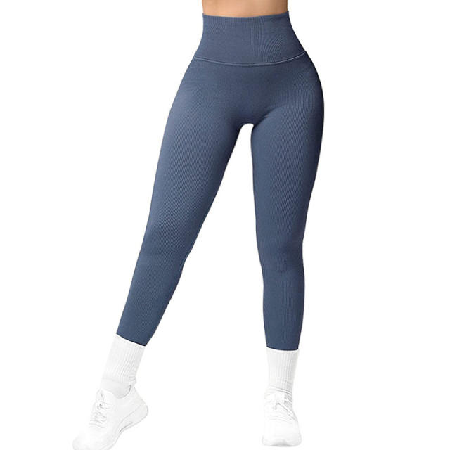 Women Solid Color Bubble Butt Athletic Trousers High Waist Sport Leggings PQ6805