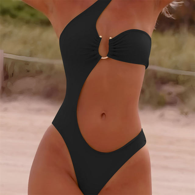 High-Waisted Bottoms One Shoulder Monokini For Women PQ4009
