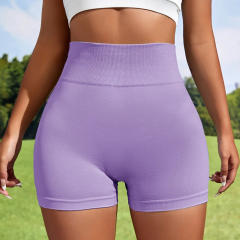 Women Solid Color Bubble Butt Athletic Shorts High Waist Sport Pants PQ6802