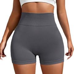 Women Solid Color Bubble Butt Athletic Shorts High Waist Sport Pants PQ6802