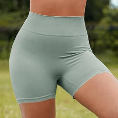 Women Solid Color Bubble Butt Athletic Shorts High Waist Sport Pants PQ6802