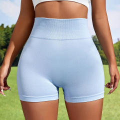 Women Solid Color Bubble Butt Athletic Shorts High Waist Sport Pants PQ6802