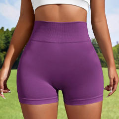 Women Solid Color Bubble Butt Athletic Shorts High Waist Sport Pants PQ6802