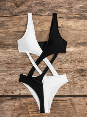 Women's Monokini Swimsuit One Piece Swimwear Cut-Out Bikini Design PQ4006