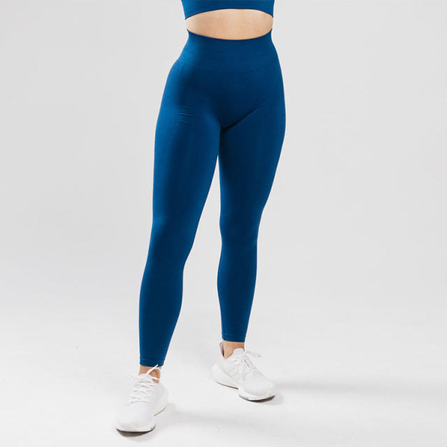 Seamless Bubble Butt Yoga Pants High Waist Solid Color Sport Leggings PQ4701