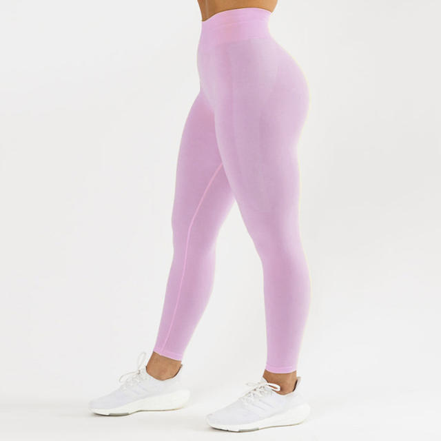 Seamless Bubble Butt Yoga Pants High Waist Solid Color Sport Leggings PQ4701