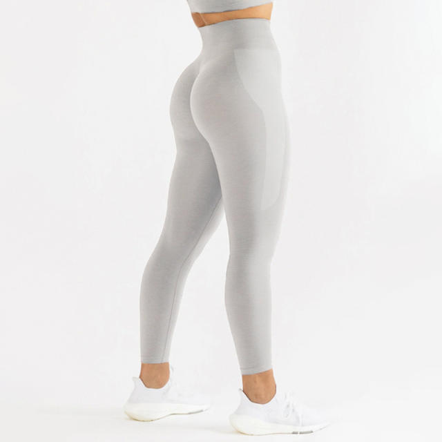 Seamless Bubble Butt Yoga Pants High Waist Solid Color Sport Leggings PQ4701