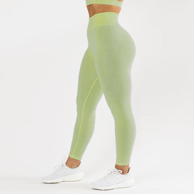 Seamless Bubble Butt Yoga Pants High Waist Solid Color Sport Leggings PQ4701