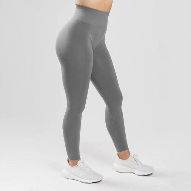 Seamless Bubble Butt Yoga Pants High Waist Solid Color Sport Leggings PQ4701