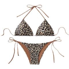 Leopard Print Triangle Bikini Set Two Pieces Swimwear for Women PQ9608