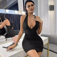 Sexy Halter Mini Dress For Woman Little Black Club Dresses PQ2015