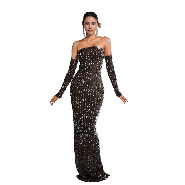 Sexy Sequin Evening Dress Off Shoulder Rhinestone Cocktail Dresses PQ7021