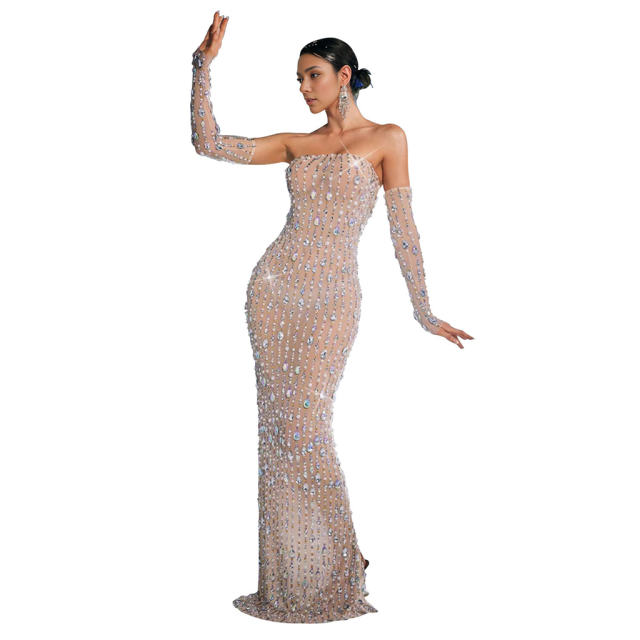 Sexy Sequin Evening Dress Off Shoulder Rhinestone Cocktail Dresses PQ7021