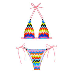 Zigzag Print Triangle Bikini Set Two Piece Swimwears for Women PQ4050