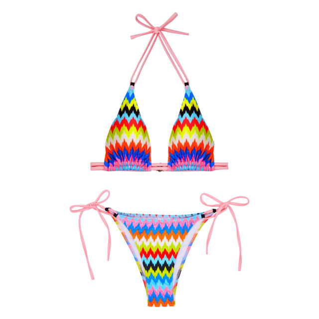 Zigzag Print Triangle Bikini Set Two Piece Swimwears for Women PQ4050