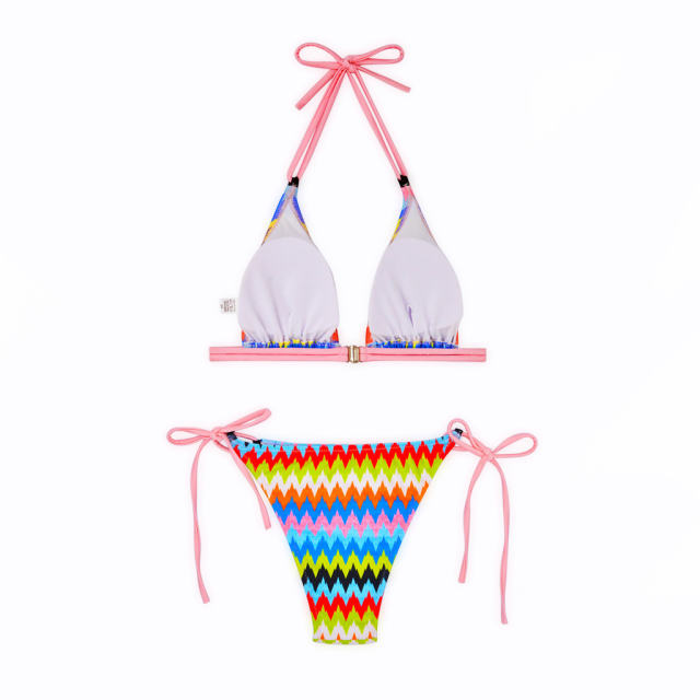 Zigzag Print Triangle Bikini Set Two Piece Swimwears for Women PQ4050