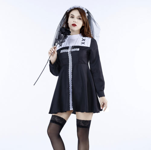 Halloween Mary Outfit Sexy Nun Costume Masquerade Party Uniform PQ2011