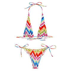 Chevron Bikini Set for Womens Multicolor Two Pieces Swimwear PQ4059