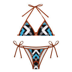 Geometric Print Triangle Bikini Two Pieces Swimsuit for Women PQ4052