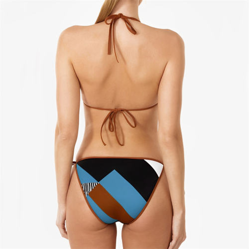 Geometric Print Triangle Bikini Two Pieces Swimsuit for Women PQ4052