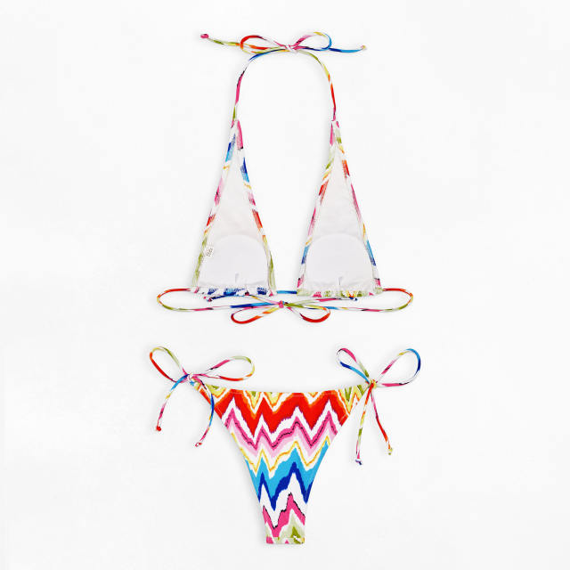 Chevron Bikini Set for Womens Multicolor Two Pieces Swimwear PQ4059