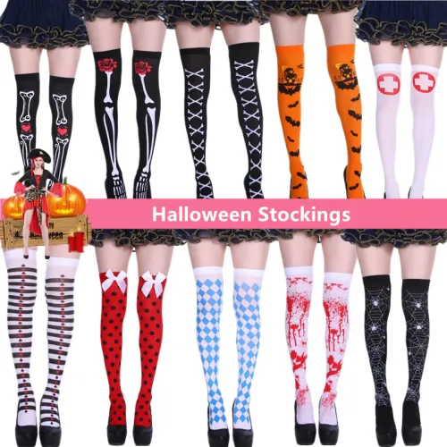 Women Halloween Steampunk Stockings Cosplay Night Club Wear PQ8999