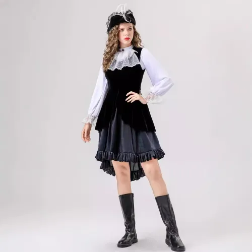 Carnival Cosplay  Vikings Pirate Costume Women Halloween Buccaneer Fancy Dress PQ8766