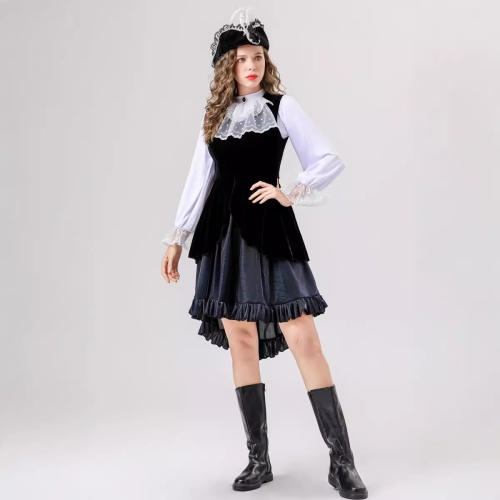 Carnival Cosplay  Vikings Pirate Costume Women Halloween Buccaneer Fancy Dress PQ8766