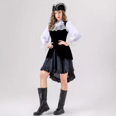 Carnival Cosplay  Vikings Pirate Costume Women Halloween Buccaneer Fancy Dress PQ8766