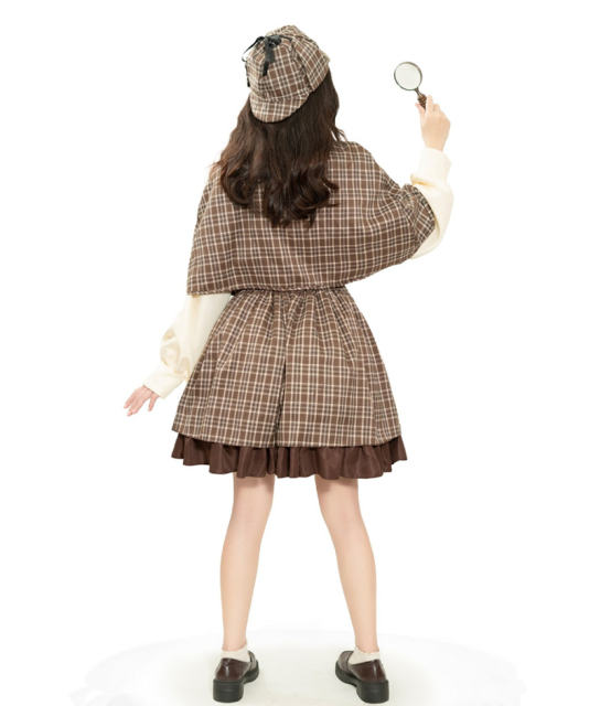 Detective Sherlock Holmes Suit Lolita Uniform British College Cosplay Costume PQ-TM500