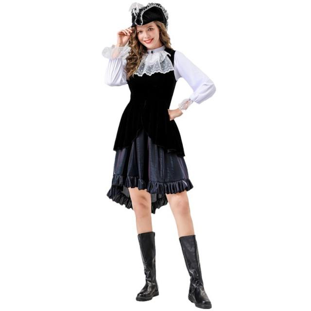 Carnival Cosplay  Vikings Pirate Costume Women Halloween Buccaneer Fancy Dress PQ8766