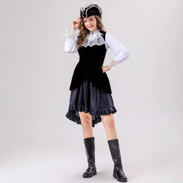 Carnival Cosplay  Vikings Pirate Costume Women Halloween Buccaneer Fancy Dress PQ8766